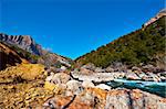 The Rapid Flow of the River Aragon in the Spur of the Pyrenees Mountains