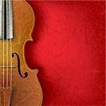 abstract music background with violin on red