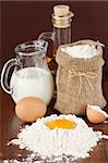 Egg, flour and milk for a dough