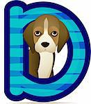 animal alphabet D with Dog cartoon