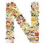 Letter N with Food Collage Concept Art