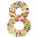 Number 8 Eight with Food Collage Concept Art