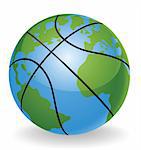 World globe basketball ball ball concept illustration