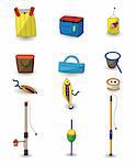 cartoon Fishing icons set