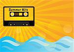 Retro Audio Cassette Tape on Summer Background