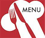 Menu Card Background -  Cutlery and Menu Sign on Dark Red Background