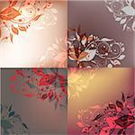 Set of 4 classic floral shining backgrounds.