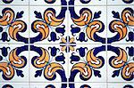 Colorful vintage spanish style ceramic tiles wall decoration.