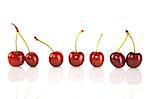 Sweet red cherries isolated on a white background