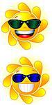 Two happy and shiny Sun with sunglasses