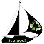 Illustration of silhouette eco boat on a white background.