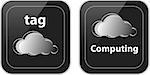 Pair of cloud tag and cloud computing buttons