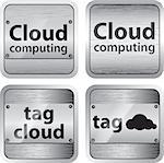 Set of cloud computing and tag cloud buttons