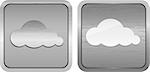 Pair of metal buttons with cloud symbols