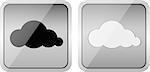 Pair of cloud computing glossy buttons with white and black clouds