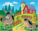 Country scene with red barn 8 - vector illustration.