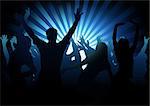 Dance Party - colored background illustration, vector