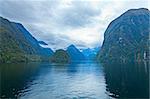 Traveling through the channels of Doubtful Sound in New Zealand