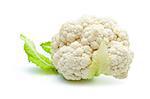 Fresh ripe whole cauliflower cabbage closeup isolated on white background