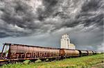 Prairie Grain Elevator in Saskatchewan Canada with storm clouds