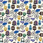 cartoon bicycle equipment seamless pattern