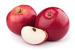 Two red apple and apple slice isolated on a white background