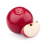 One red apple and slice isolated on a white background