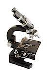 old microscope isolated on the white background