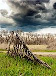 old broken wooden fence