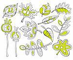 Vector collection of sketches - decorative leaves