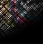 Multicolored squares on black background. Eps 10