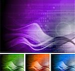 Set of abstract tech backgrounds with waves. Eps 10