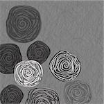 vector monochrome greeting card with abstract roses on grunge background