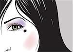 girl green eye part of face vector illustration