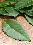 Bay Leaves On Chopping Board