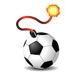 Soccer ball bomb isolated over white background