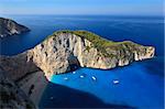 view of the shipwreck on the beach Navagio in Zakynthos, Greece