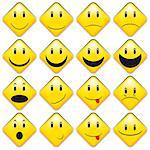Set of Emoticons - Collection of Yellow Squared Smileys