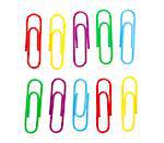 Multicolored paperclips isolated on white background