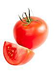 red ripe tomato isolated on white background