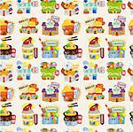 cartoon shop ,seamless pattern,vector