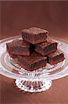 Chocolate brownies on the cake stand
