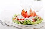 Fresh vegetable salad with cottage cheese