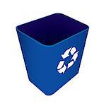 Blue plastic recycle waste can or bin