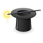 Magic wand and hat. Illustration on white background