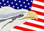 Eagle against the Stars and Stripes USA.