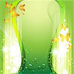 Colorful green background with butterfly
