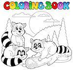 Coloring book with happy animals 3 - vector illustration.