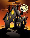 Scene with Halloween mansion 1 - vector illustration.