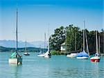 Boats in Tutzing Lake Starnberg in Bavaria Germany